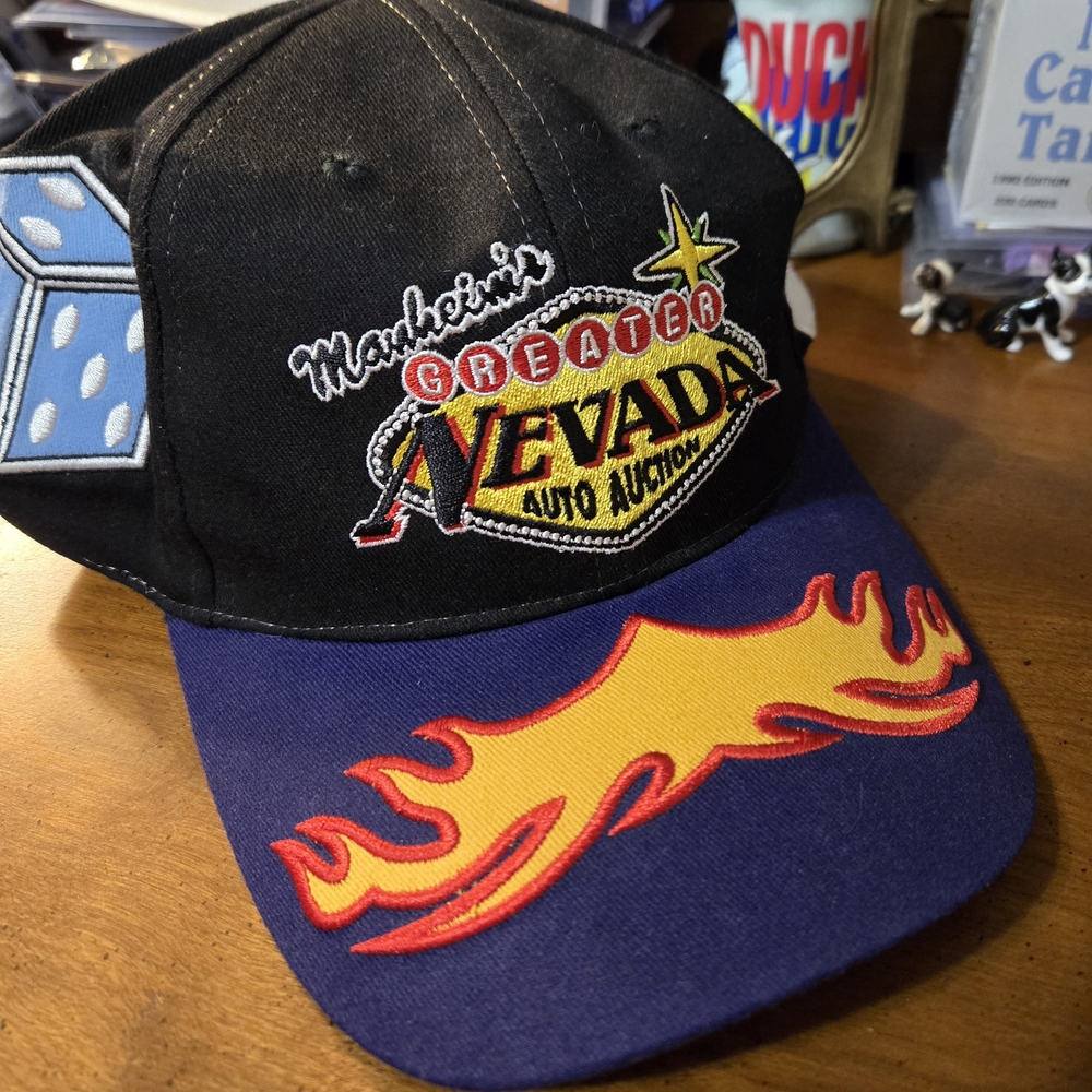 Manheim's Nevada Auto Auction Cap Adjustsble Hat Vegas Dice Cards Flames